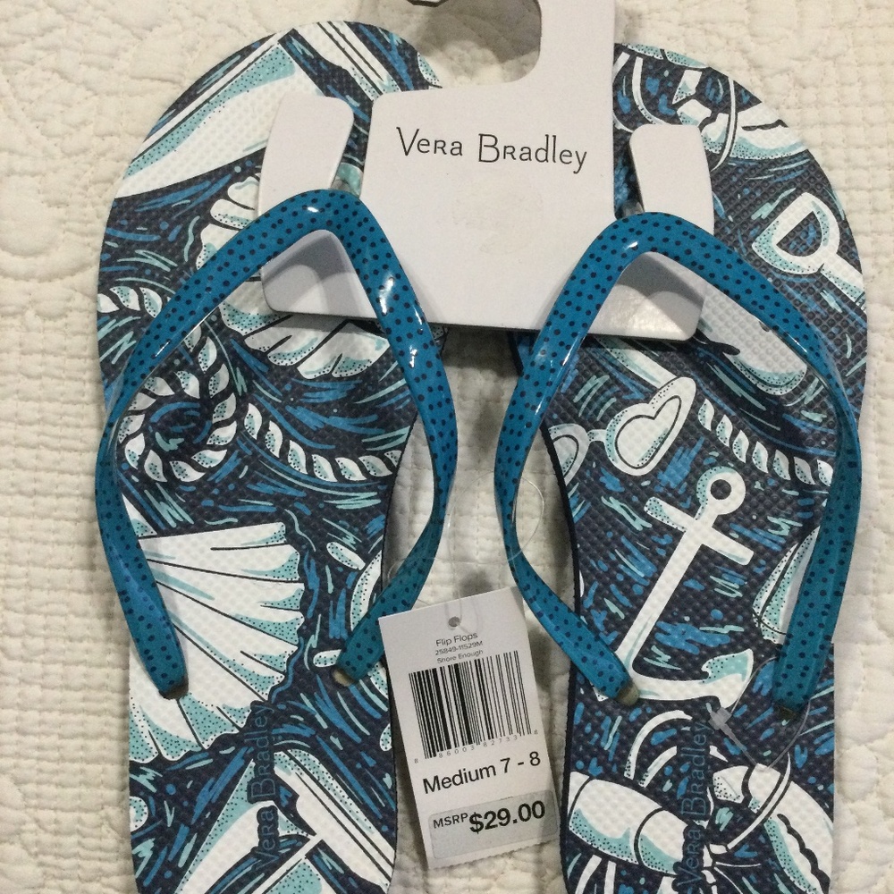 Vera Bradley Flip Flops Sz Medium 7-8 Shore Enough NEW